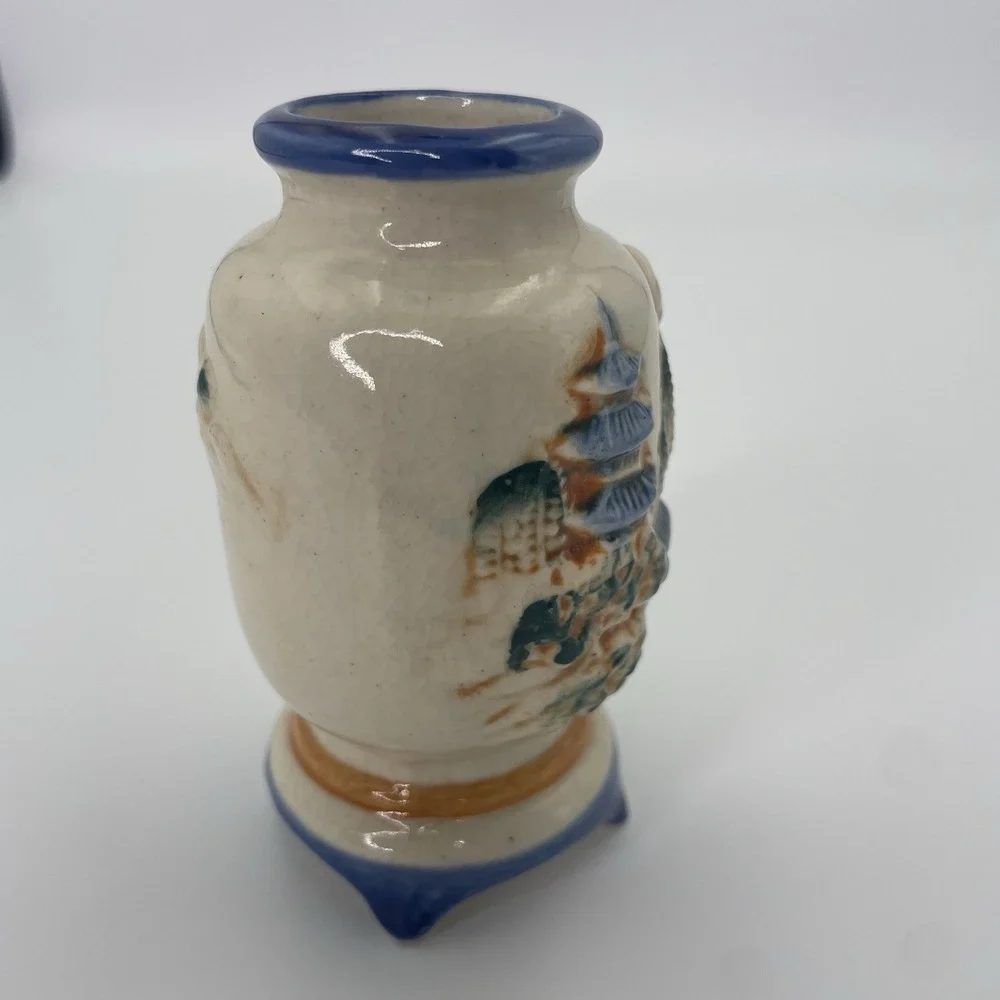 Japanese Miniature Bud Vase Hand Painted Porcelain 3.75